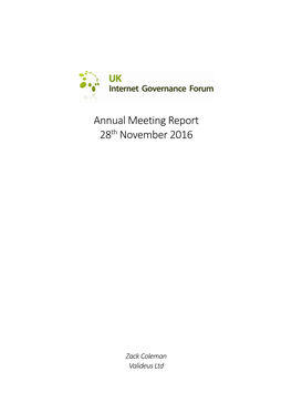 Annual Meeting Report 28Th November 2016