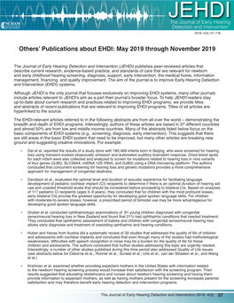 Others' Publications About EHDI: May 2019 Through November 2019