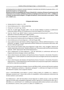 DETERMINAZIONE DEL DIRIGENTE SEZIONE STRATEGIE E GOVERNO DELL’OFFERTA 20 Settembre 2019, N