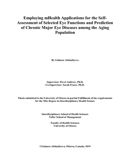 Assessment of Selected Eye Functions and Prediction of Chronic Major Eye Diseases Among the Aging Population