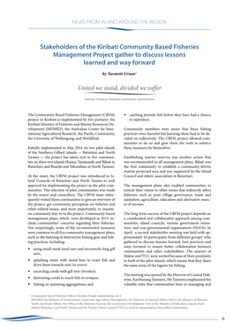 Stakeholders of the Kiribati Community Based Fisheries Management Project Gather to Discuss Lessons Learned and Way Forward