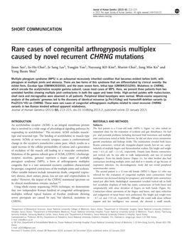 Rare Cases of Congenital Arthrogryposis Multiplex Caused by Novel Recurrent CHRNG Mutations