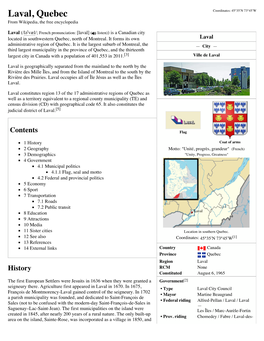 Laval, Quebec Coordinates: 45°35′N 73°45′W from Wikipedia, the Free Encyclopedia