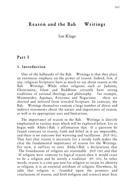 Reason and the Bahá'í Writings