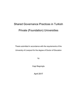 Shared Governance Practices in Turkish Private (Foundation) Universities