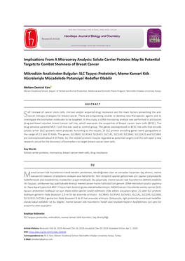 Implications from a Microarray Analysis: Solute Carrier Proteins May Be Potential Targets to Combat Stemness of Breast Cancer