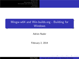 Mingw-W64 and Win-Builds.Org - Building for Windows