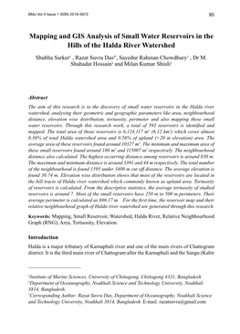 Mapping and GIS Analysis of Small Water Reservoirs in the Hills of the Halda River Watershed