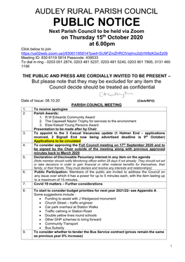 PUBLIC NOTICE Next Parish Council to Be