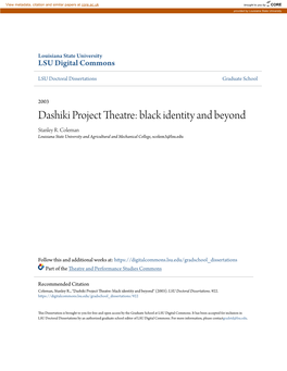 Dashiki Project Theatre: Black Identity and Beyond Stanley R