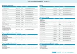 2019,2020 Reed Exhibitions 전시리스트 0801