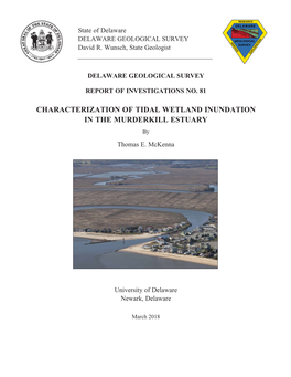 CHARACTERIZATION of TIDAL WETLAND INUNDATION in the MURDERKILL ESTUARY by Thomas E