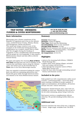 PDF: Swimming Trip Notes Montenegro Fjords and Coves