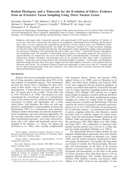 Rodent Phylogeny and a Timescale for the Evolution of Glires: Evidence from an Extensive Taxon Sampling Using Three Nuclear Genes