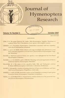 Journal of Hymenoptera Research