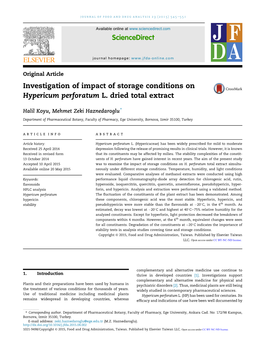 Investigation of Impact of Storage Conditions on Hypericum Perforatum L. Dried Total Extract