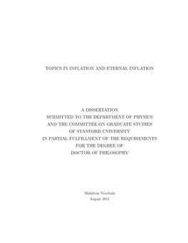 Topics in Inflation and Eternal Inflation A