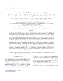 “Exotica” Catalog As the Centerpiece of Our Eﬀorts to Expand the Diversity of Targets Surveyed in the Search for Extraterrestrial Intelligence (SETI)