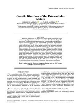 Genetic Disorders of the Extracellular Matrix