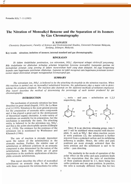 The Nitration of Monoalkyl Benzene and the Separation of Its Isomers by Gas Chromatography