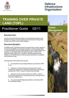 TRAINING OVER PRIVATE LAND (TOPL) Practitioner Guide 02/11