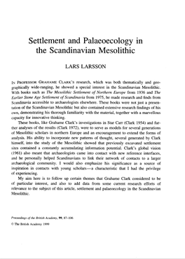 Settlement and Palaeoecolog Y in the Scandinavian Mesolithic