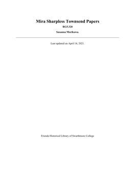 Mira Sharpless Townsend Papers RG5.320 Susanna Morikawa