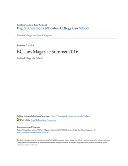 BC Law Magazine Summer 2016 Boston College Law School