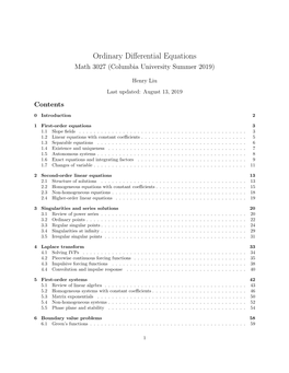 Ordinary Differential Equations