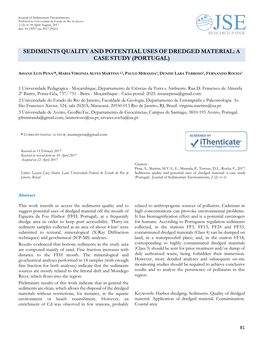 Sediments Quality and Potential Uses of Dredged Material: a Case Study (Portugal)