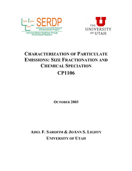 Characterization of Particulate Emissions: Size Characteriion and Chemical Speciation