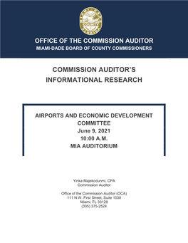 Commission Auditor's Informational Research