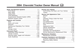 2004 Chevrolet Tracker Owner Manual M