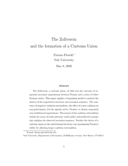 The Zollverein and the Formation of a Customs Union