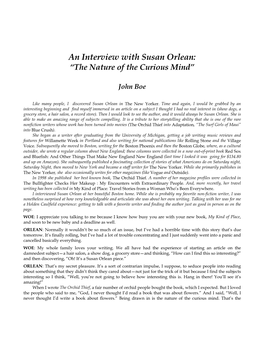 An Interview with Susan Orlean: 