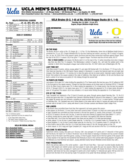 UCLA Men's Basketball UCLA’Sucla Season/Careerseason/CAREER Statistics (As of Dec 20, STATS 2020) 2020-21All Games ROSTER