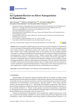 An Updated Review on Silver Nanoparticles in Biomedicine