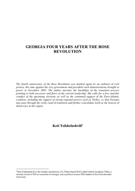 Georgia Four Years After the Rose Revolution