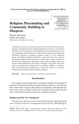 Religious Placemaking and Community Building in Diaspora