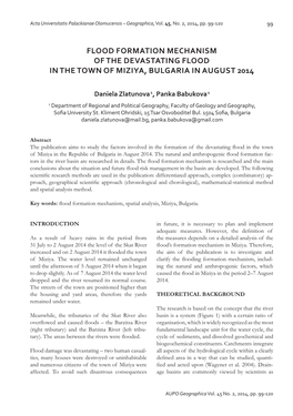 Flood Formation Mechanism of the Devastating Flood in the Town of Miziya, Bulgaria in August 2014