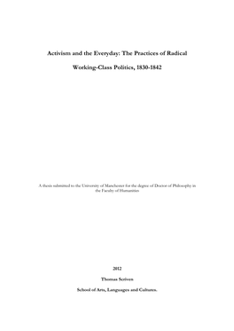 The Practices of Radical Working-Class Politics, 1830-1842