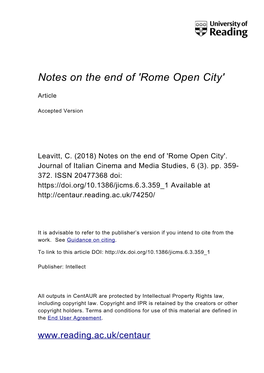 Rome Open City'