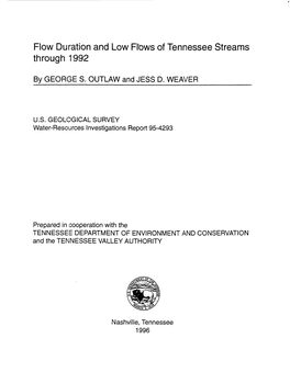 Flow Duration and Low Flows of Tennessee Streams Through 1992