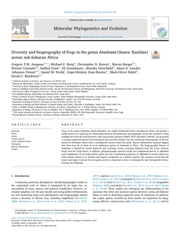 Diversity and Biogeography of Frogs in the Genus Amnirana (Anura: Ranidae) � Across Sub-Saharan Africa