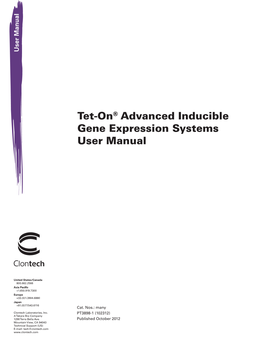 Tet-On® Advanced Inducible Gene Expression Systems User Manual