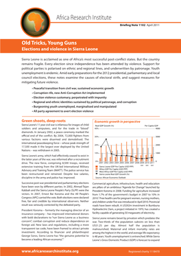 Old Tricks, Young Guns Elections and Violence in Sierra Leone