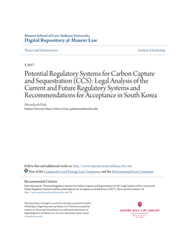 Potential Regulatory Systems for Carbon Capture and Sequestration