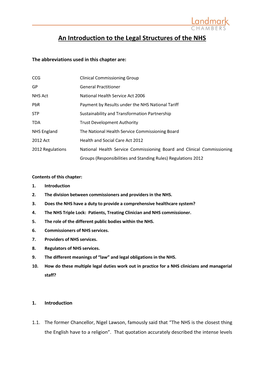 An Introduction to the Legal Structures of the NHS