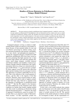 Studies of Green Emission in Polyfluorenes Using a Model Polymer