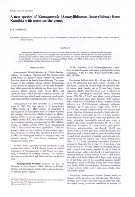 A New Species of Namaquanula (Amaryllidaceae: Amaryllideae) from Namibia with Notes on the Genus